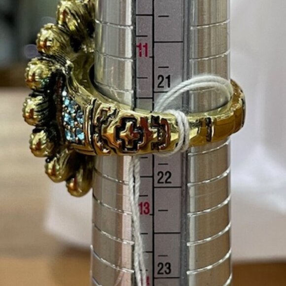 HEIDI DAUS Signed Amethyst Topaz Cocktail Statement Ring Costume 12 RARE - Picture 12 of 15